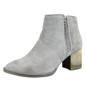 Blondo Women's 8 Taupe Suede Leather Ankle Boots‎ Block Heel Side Zip Casual